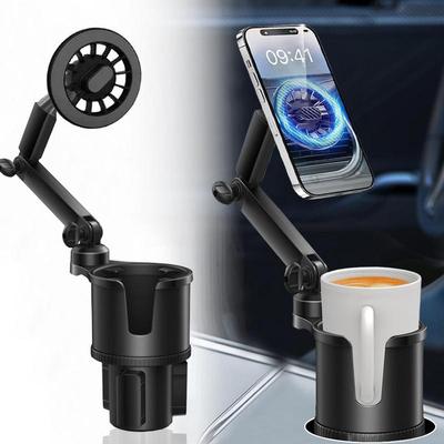 Porte-gobelet de voiture avec support de téléphone Rotation à 360 degrés Support magnétique pour téléphone portable Adaptateur porte-gobelet pour boisson support de téléphone pour voiture