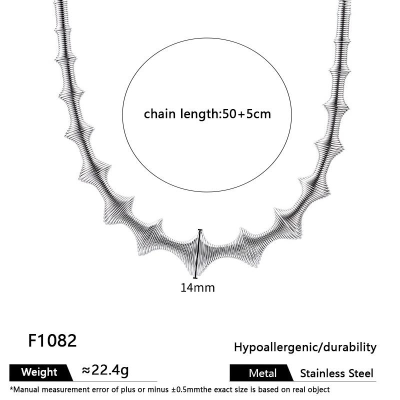 

Stylish Stainless Steel Link Elastic Necklace Cyberpunk Metal Stripes Geometric Pattern Trendy Retractable Hollow Line Necklace