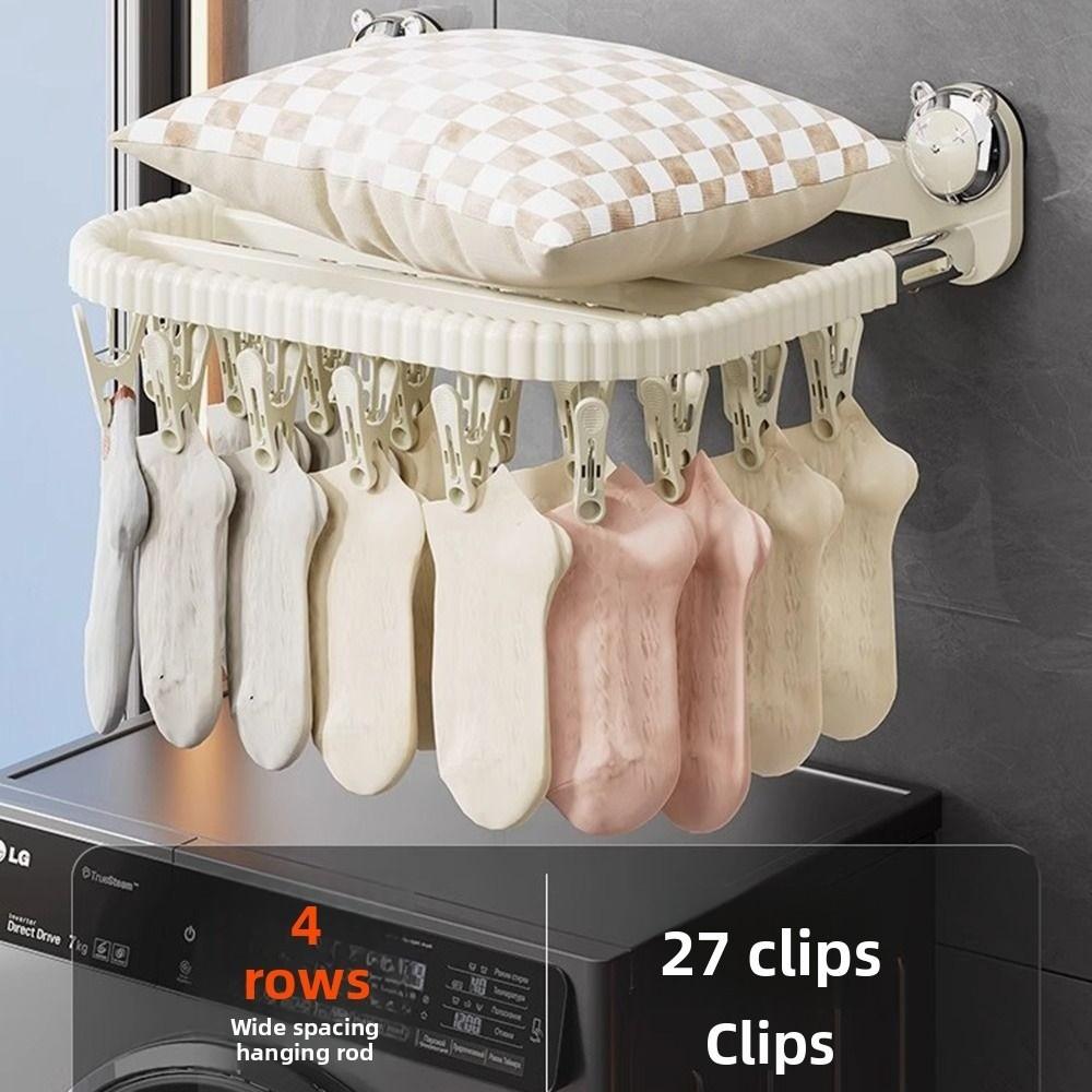 Folding Socks Drying Clips Wall-mounted Baby Clothes Drying Rack Balcony Drying Hanger Bathroom