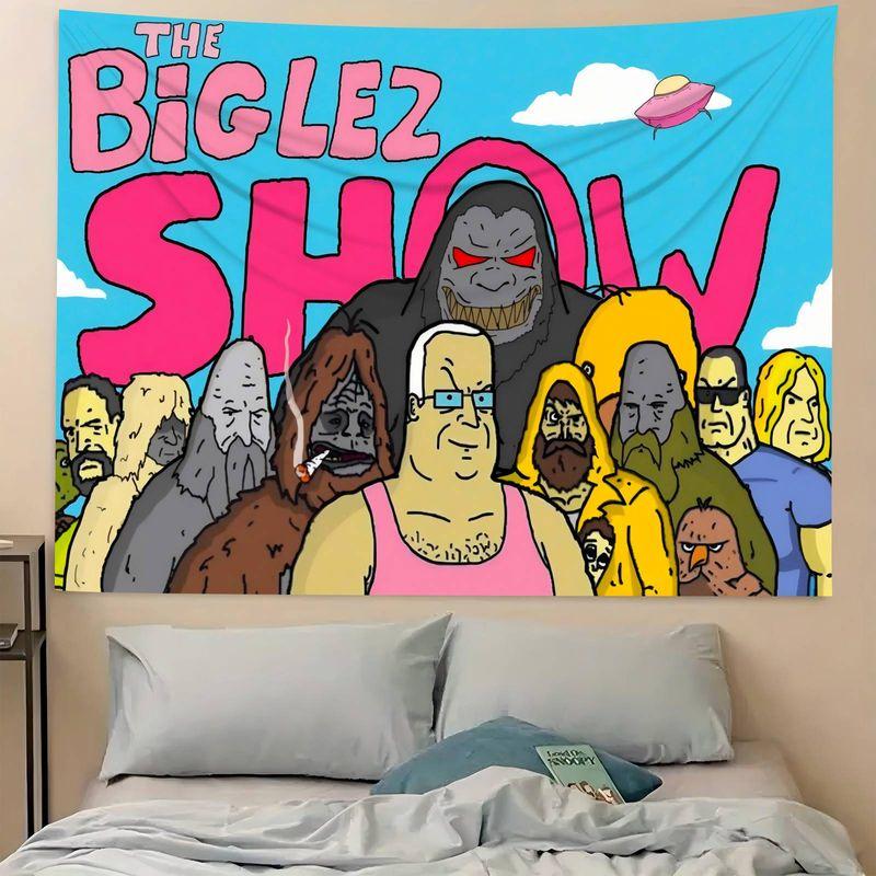 The Big Lez Show Fun Cartoon Tapestry, Soft Wallcovering with All Character Alien UFO Print, Bedroom Home Decor Dorm