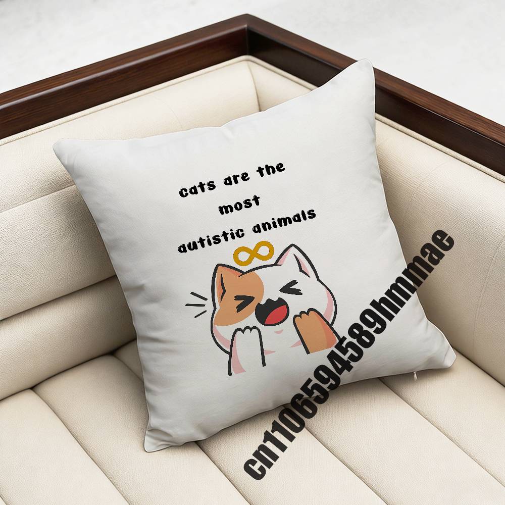 For Autistic Cat Autism Puzzle Throw Pillow Case Sham Xcm Xcm Square Car Pillowcase Pad Cushion Cover