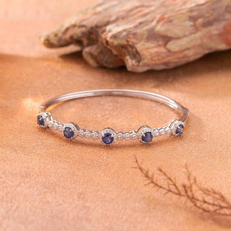 S925 Sterling Silver Color Treasure Bracelet Natural Sapphire Bracelet Female Xiaohongshu Wechat Channels