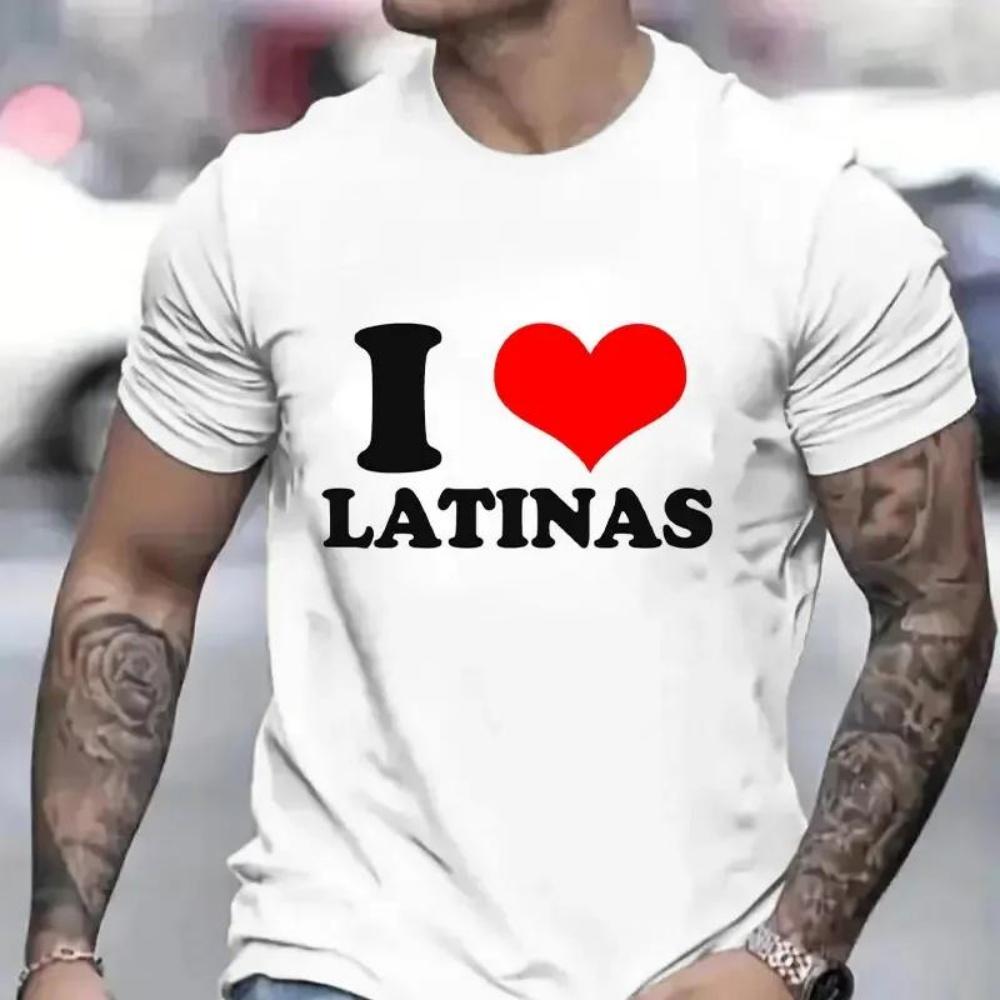 

Футболка для мужчин I Love Latinas Мужские топы Повседневная одежда Винтажная спортивная одежда I Heart Latinas Дизайн Оверсайз Одежда Трендовая футболка S чёрный