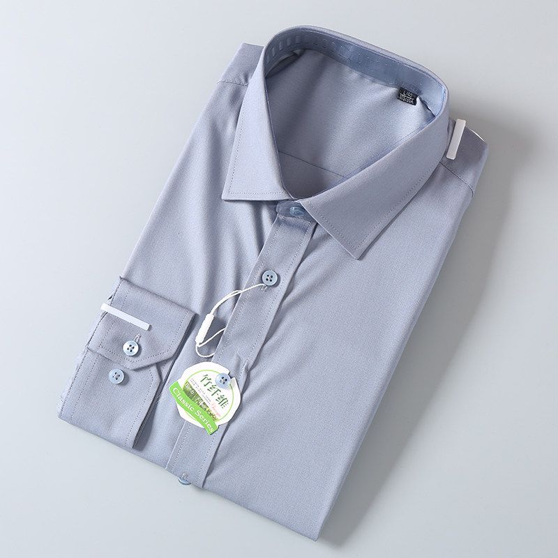 Export Surplus Brand Clothing, Wrinkle-Free, Anti-Wrinkle, Triple-Protection Fabric, Spring and Autumn Men's Business Casual White Long-Sleeve Shirt