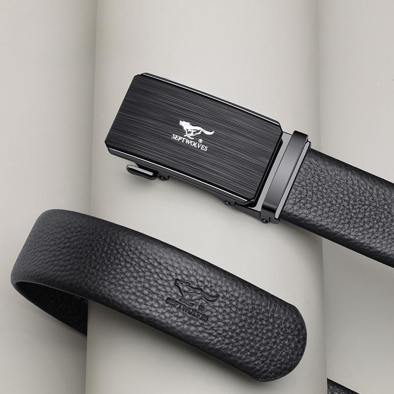 Belts for Men's Business Automatic Buckle Belt Head Layer Cowhide Belt Gift Belt