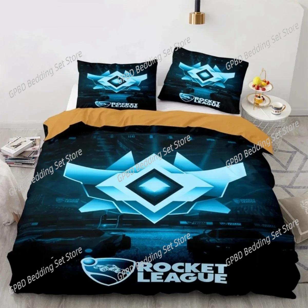

3D Print Game League Rocket Bedding Set Bedroom Soft Modern Bedspreads Comefortable Kids Duvet Cover Quilt Cover And Pillowcase EU Single(135*200cm)3pcs
