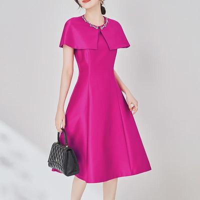 High-Quality Diamond Nail Embellished Cape Sleeveless Dress