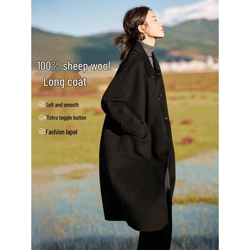 

Жіноче двостороннє пальто-дафлкот з мериносової вовни M