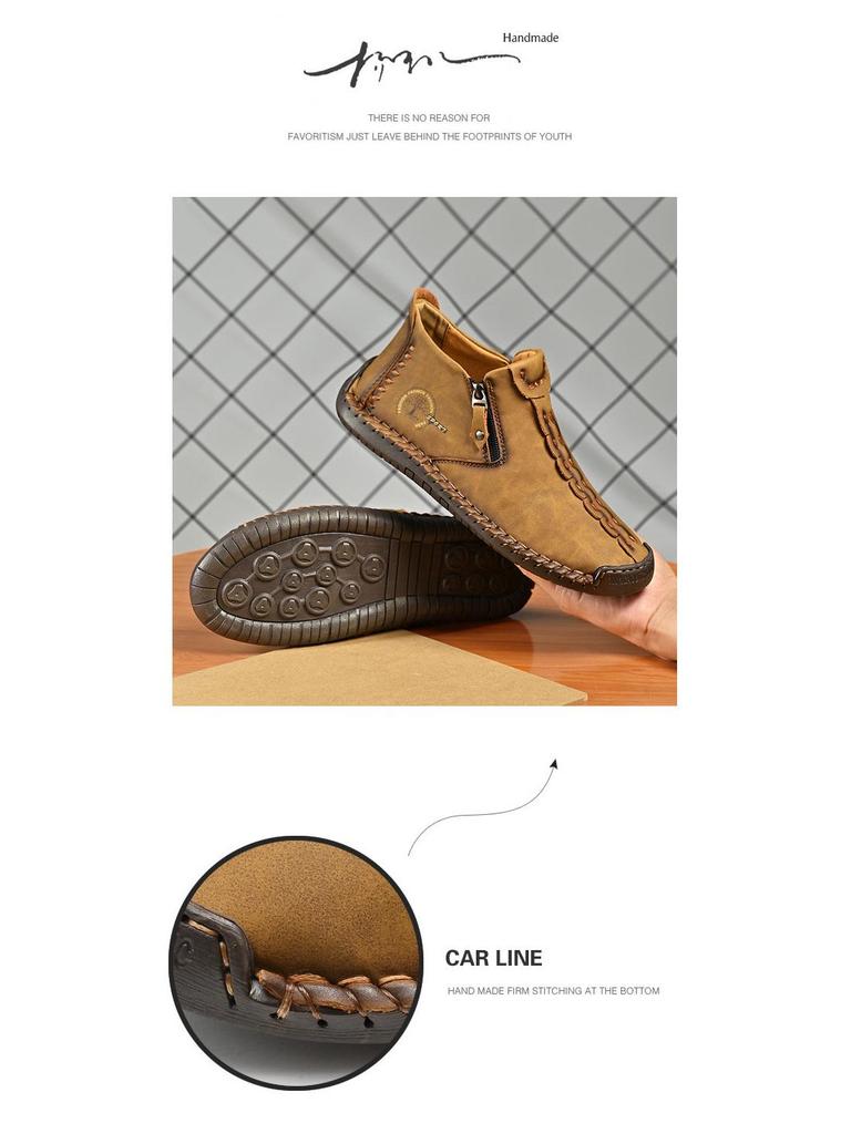 Herren Übergröße Reißverschluss Martin Boots - Herbst/Winter Lässig Outdoor Handgefertigt Genähte Stiefel