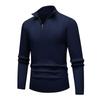 Half Zip Stand Collar Men Solid Color Casual Knitted Pullover Sweater