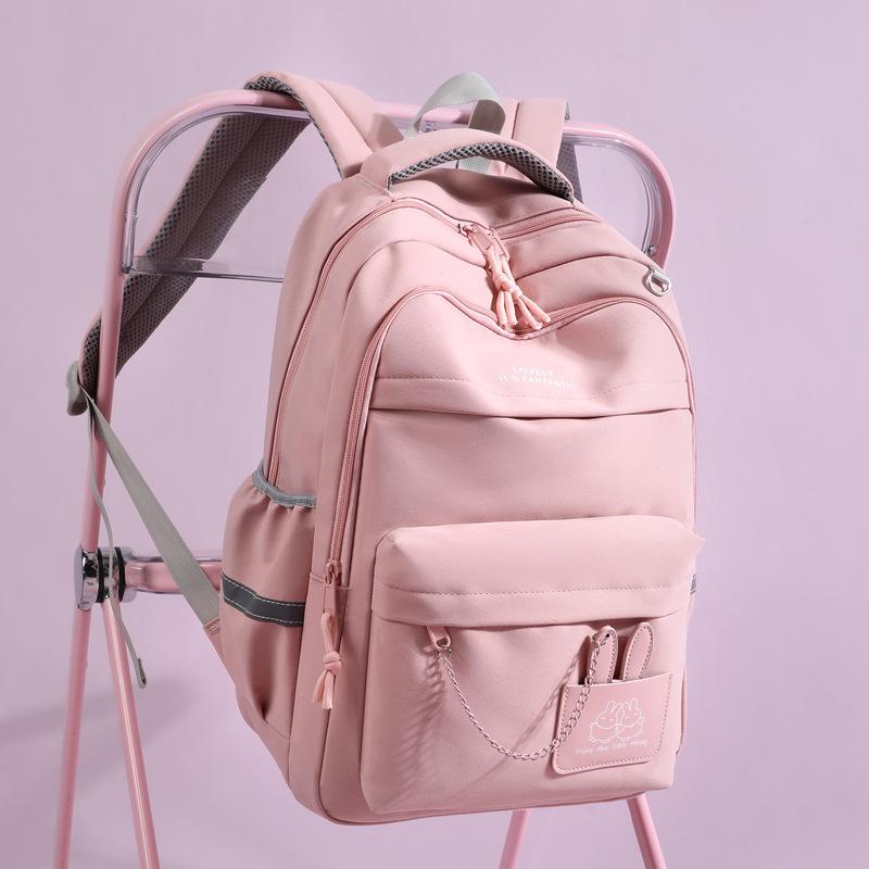 Large capacity junior high school and high school student schoolbag female, cute backpack, simple college student backpack