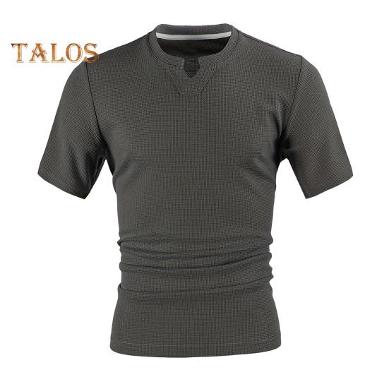 

Мужская футболка с V-образным вырезом и коротким рукавом, однотонная, облегающая, мягкая, дышащая, летняя, повседневная одежда M темно-серого