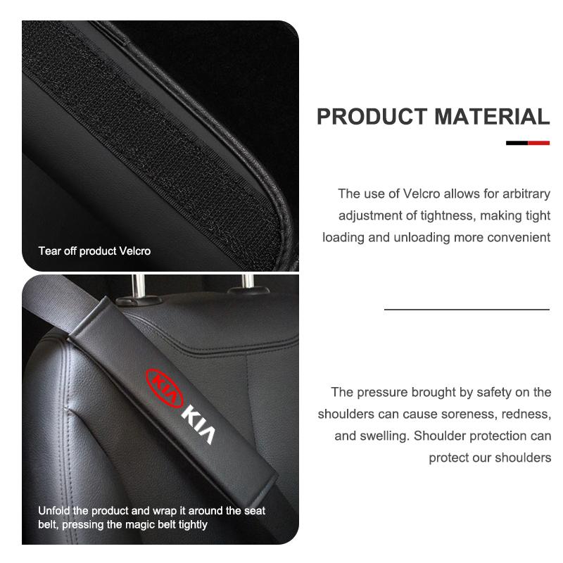 For KIA Car Seat Belt Leather Safety Shoulder Cover Protection Pad Ceed Sportage Rio K5 K2 Optima Cerato Venga Sedona