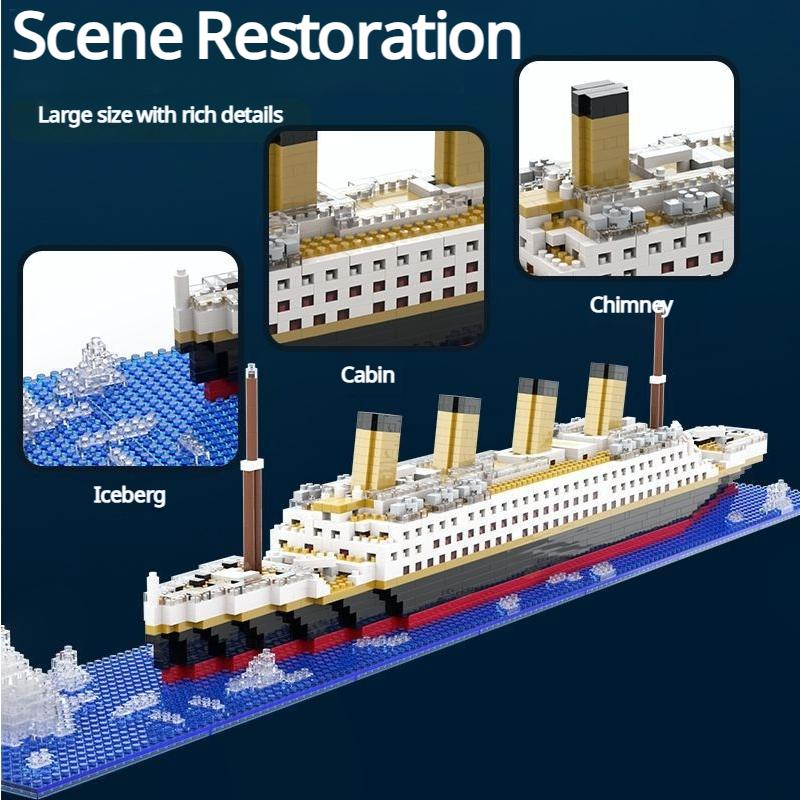 Titanic Micro Mini Building  Blocks   Assembly Toy  Cruise Ship Brick Model  DIY Toys Boat Kids Kit Educational Toy Gift