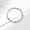 MODIAN 925 Sterling Silver Colorful Heart Love Smile Basic Beads Bracelet Adjustable Elastic Bracelets For Women Jewelry Gift