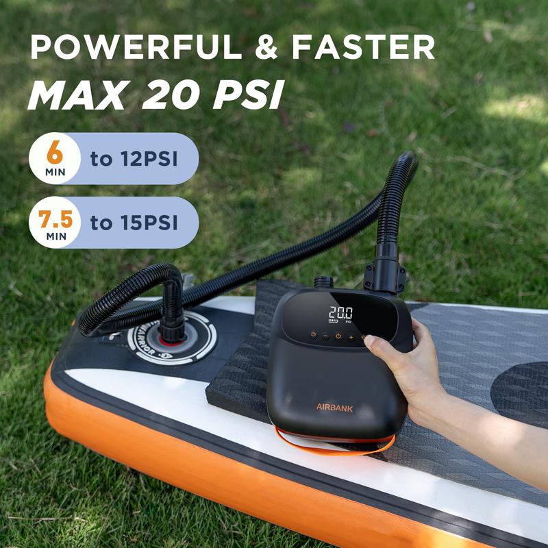 AIRBANK PUFFER Pro 20PSI Rechargeable Air Pump for Inflatable Tent SUP PVC Boat Kayak Accessories for Surfing Kite Mattress