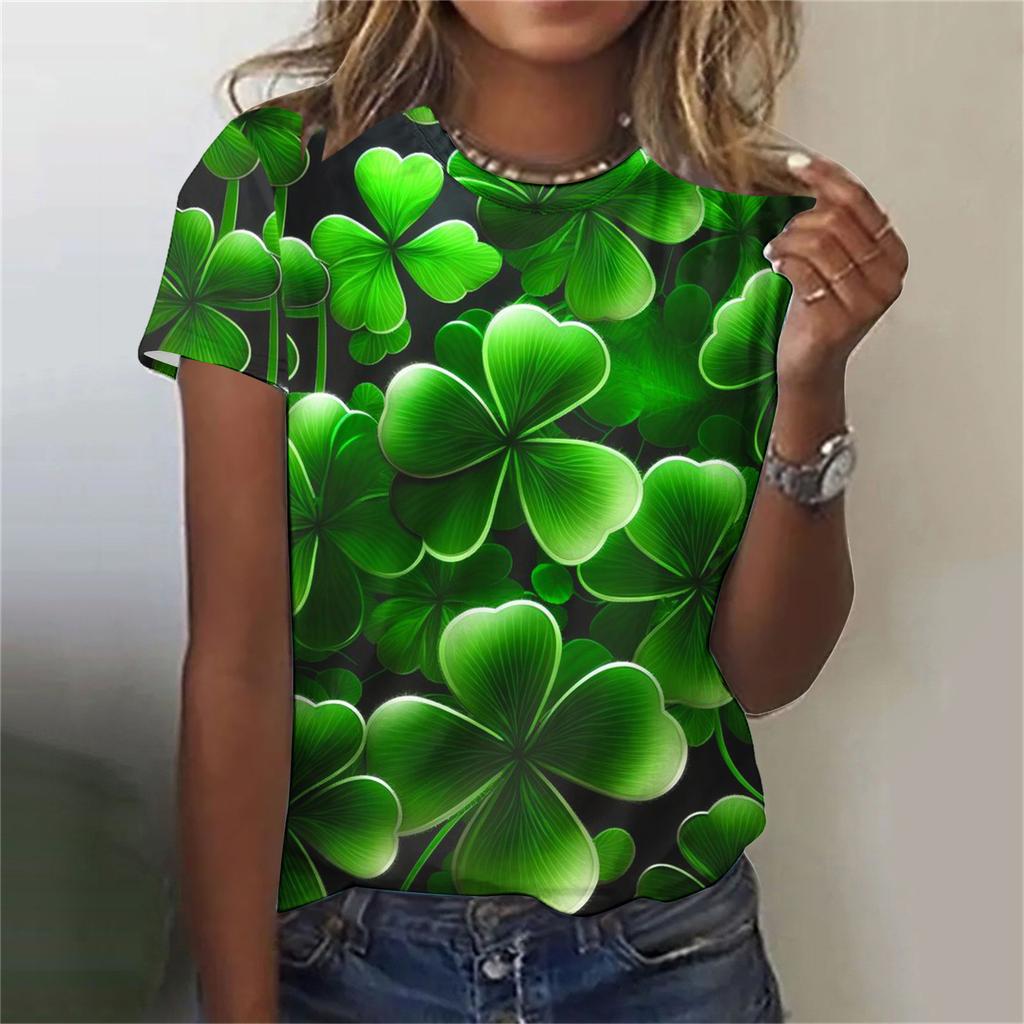 Women's T-shirt 3D Pattern Printed Casual Short Sleeved O-Neck Top Fashionable Street Women's Clothing