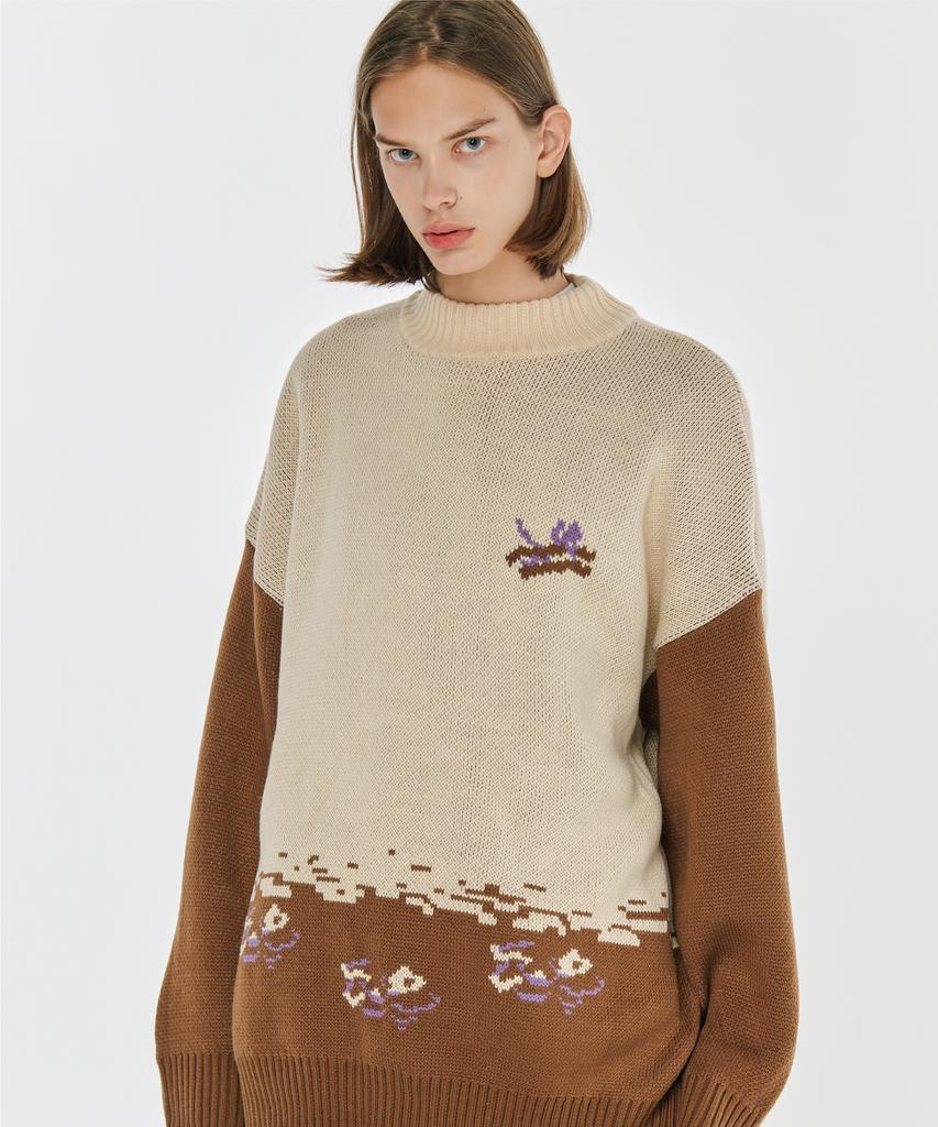 CPGN STUDIO Illustration Pullover Half-Neck Cream Camel