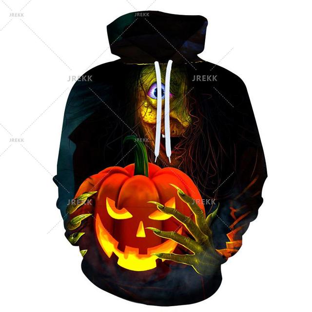 Old Witch Halloween Evil Pumpkin Head New 3D Graphic Hoodies Men Women Hooded Sweatshirts Child Pullovers Festival Tops Coat