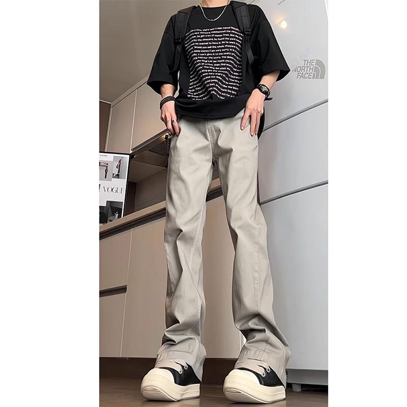 

American high street vibe pants narrow straight loose and thin scimitar casual pants men s elastic slim-fitting micro-pull pants 2XL сірий колір