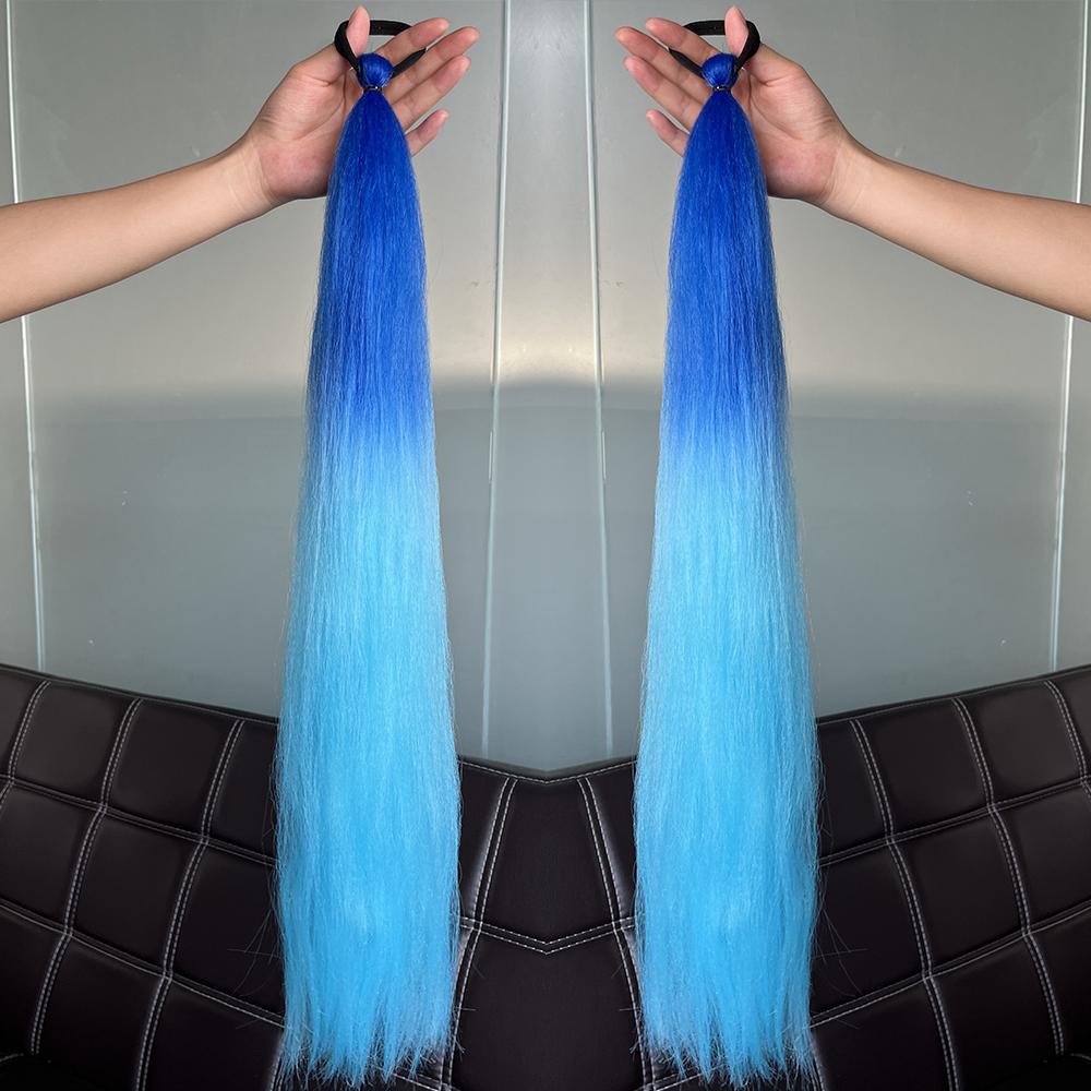 

Синтетический цветной хвост 2 шт. Длинный прямой DIY плетеный парик-хвост с резинкой женские аксессуары для волос 24inches