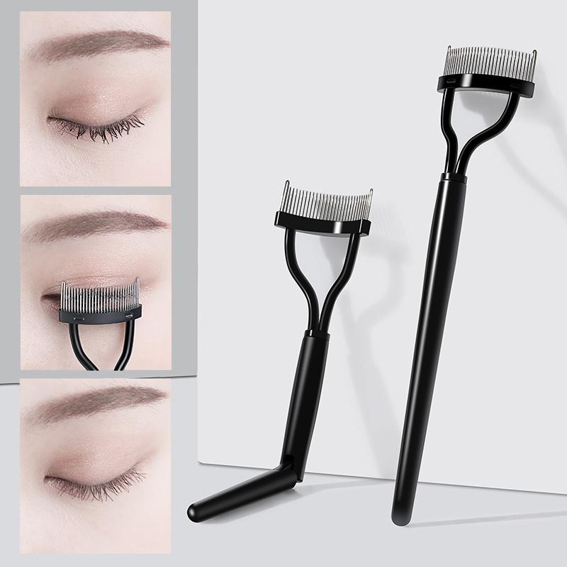 1 Stück Schwarz Faltbarer Wimpernbürstenkamm Schönheit Make-Up Wimperntrenner Edelstahl Wimpernzange Mascara Curl Kosmetische Werkzeug