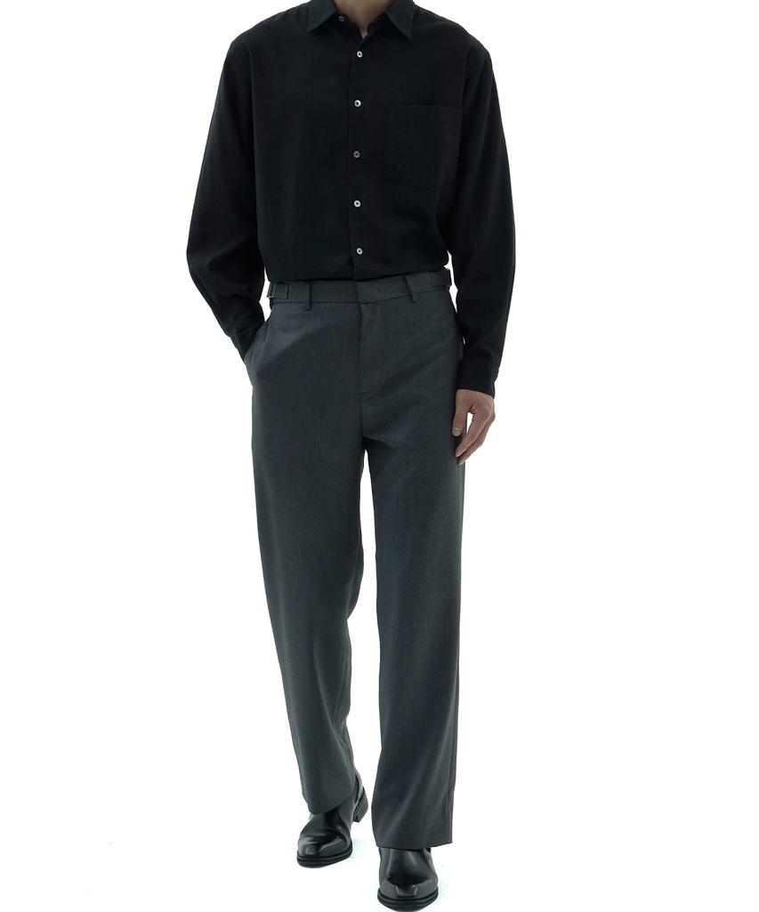 Neibieol Fine Wool No-Tuck Straight Pants - Charcoal