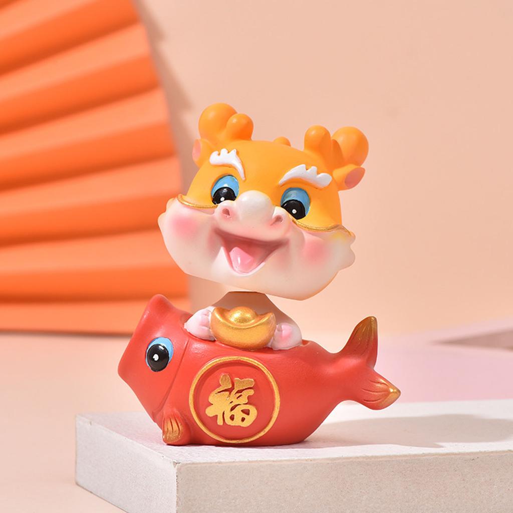 New Year Dragon Mascot Lucky Cartoon Shaking Head Doll Car Interior Decoration Ornament
