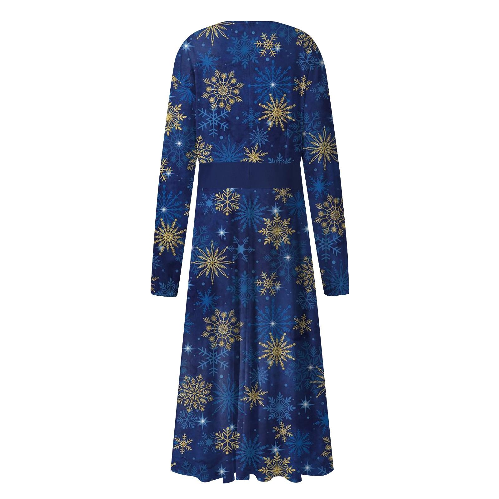 Женское осеннее и зимнее повседневное модное длинное платье с v-образным вырезом — фото 4