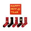 5 Pairs of Men Spring and Autumn New Year Benming Year Tube Red Socks