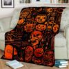 Halloween Pumpkin Ghost Print Flannel Blanket Cozy Warm Throw Bedroom Sofa Present Indoor Home Holiday Lounge Bedding Decor