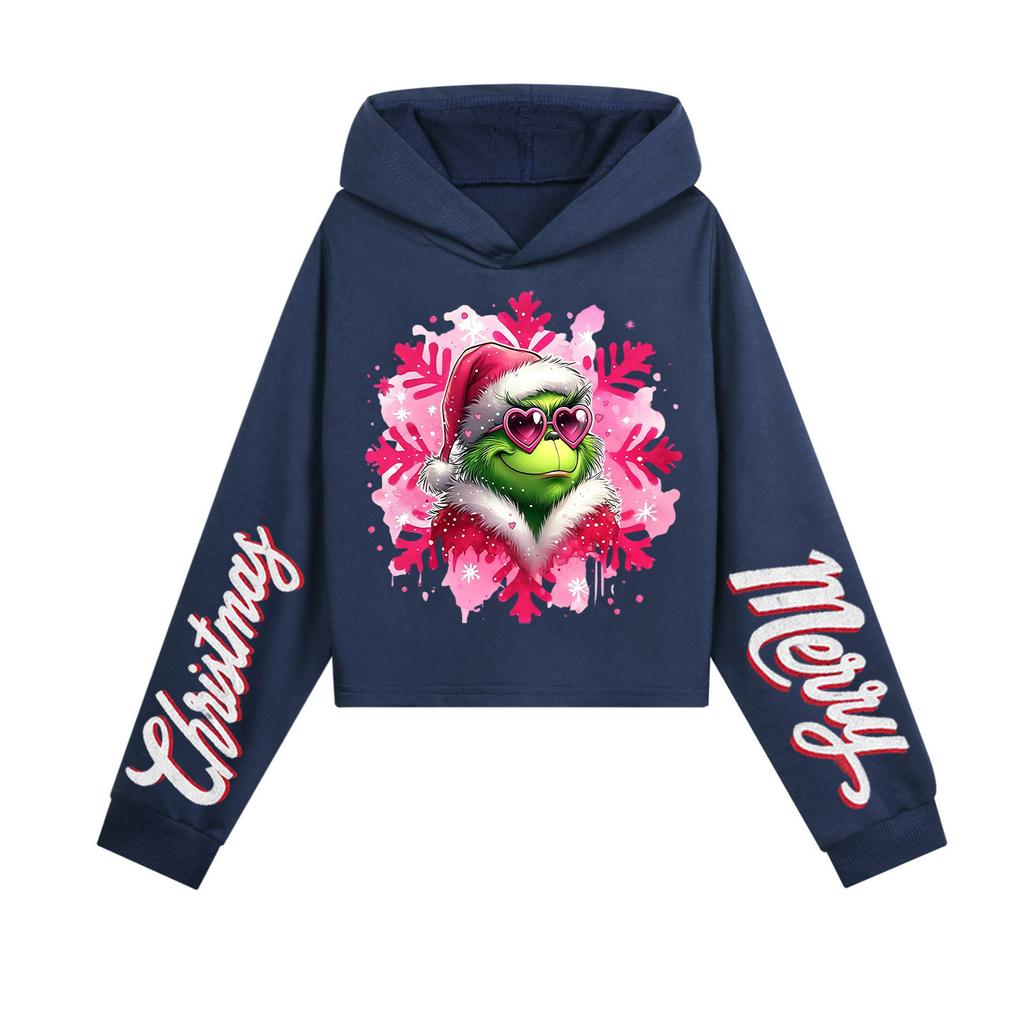 Kids' Casual Fashion Christmas Printed Long Sleeve Hooded Sweatshirt (No Drawstring)