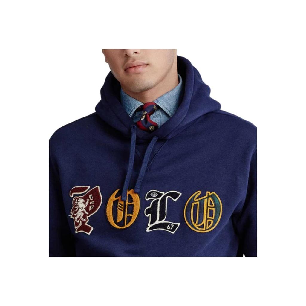 Polo Ralph Lauren FW23 Patch Hooded Fleece Long Sleeve Sweatshirt Men sweatshirt Navy-Blue 710763795-001