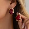 Salircon 8 Colors Classic Irregular Inlaid Resin Stud Earrings Women Vintage Geometry Acrylic Piercing Earrings Fashion Jewelry