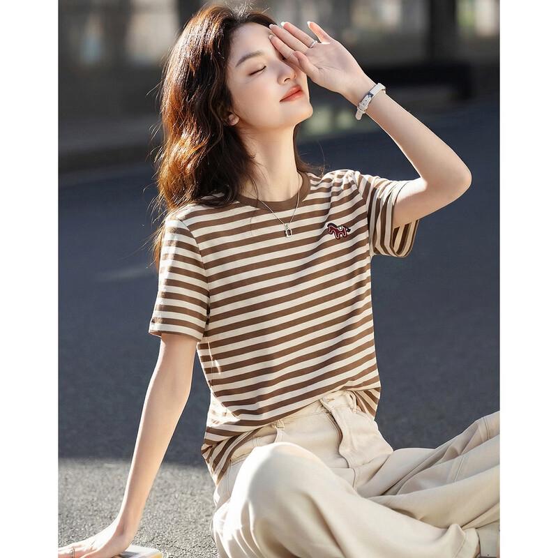 

Women s Retro Striped Embroidered Pony T-Shirt