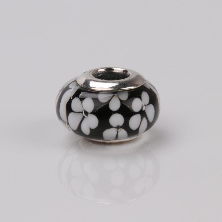 Koraliki ze srebra próby S925 i szkła Murano w kształcie kwiatów na bransoletkę Pandora - Kolekcja Wiosenna, DIY Dodatek do Biżuterii, Prezent