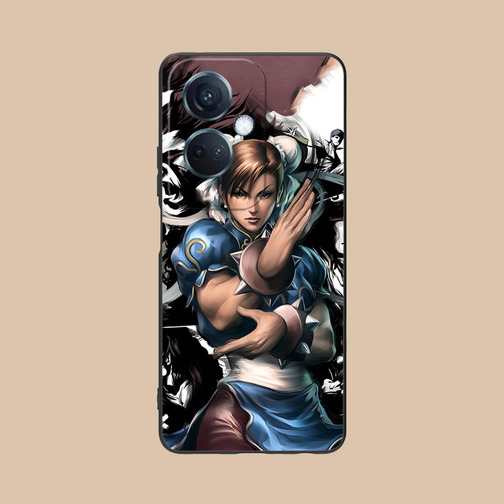 Street Fighter Chunli Phone Case for OPPO Reno 14 13 12 11 10 9 8 7 6 5 F T Pro 5G Colorful Printing Cover Cover Pretty Luxury