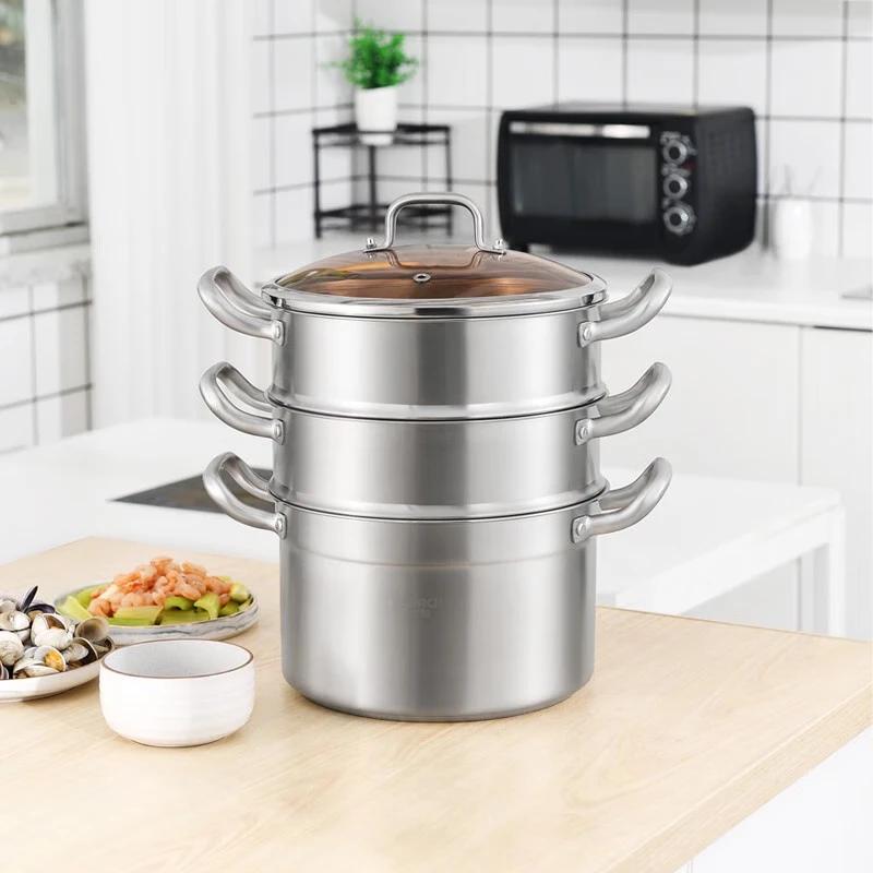 KOBACH 28cm 304 Stainless Steel 3-Layer Steamer