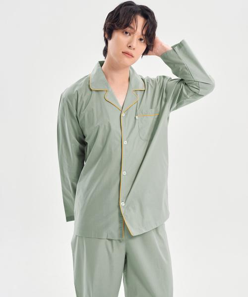 [May Flower] Classic Mint Long Sleeve Pure Cotton Men's Plus Size Pajamas Set [Shipped from Korea] 100% Authentic