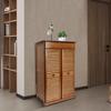 5-Tier Bamboo Shoe Cabinet W/ Drawer & Doors, Retro Entryway Storage Organizer, Solid Wood Shoe Rack for Hallway, Natural Brown