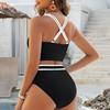 Tankini Bikinis Female Two-Piece Swimwear Set Women'S Solid Color Fashion Bikini Sexy High Bikini Sets Two Piece Sporty Swimsuit