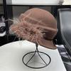 Light Luxury Celebrity Hepburn Style Small Brim Wool Woolen Small Pot Hat Women's Autumn and Winter Korean Version Versatile Face Small Beret