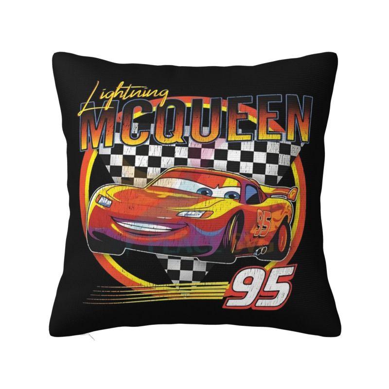 Custom Fashion Lightning McQueen Cartoon Cushion Cover 45x45cm Soft Pillow for Sofa Square Pillowcase