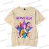 Vintage Kpop Demon Hunters Anime T-shirt Rumi Zoey Mira Print T Shirt Harajuku Cartoon Kpop Demon Hunters Teenage Girls Tshirts