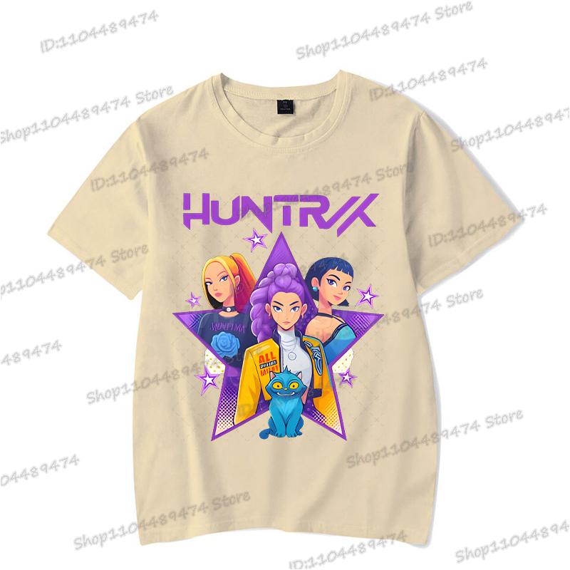 Vintage Kpop Demon Hunters Anime T-shirt Rumi Zoey Mira Print T Shirt Harajuku Cartoon Kpop Demon Hunters Teenage Girls Tshirts