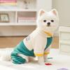 Warm Dog Jumpsuit Stand Collar Cartoon Bear Pattern Dog Four Legged Pants  Fleece with D Ring Puppy  Coat