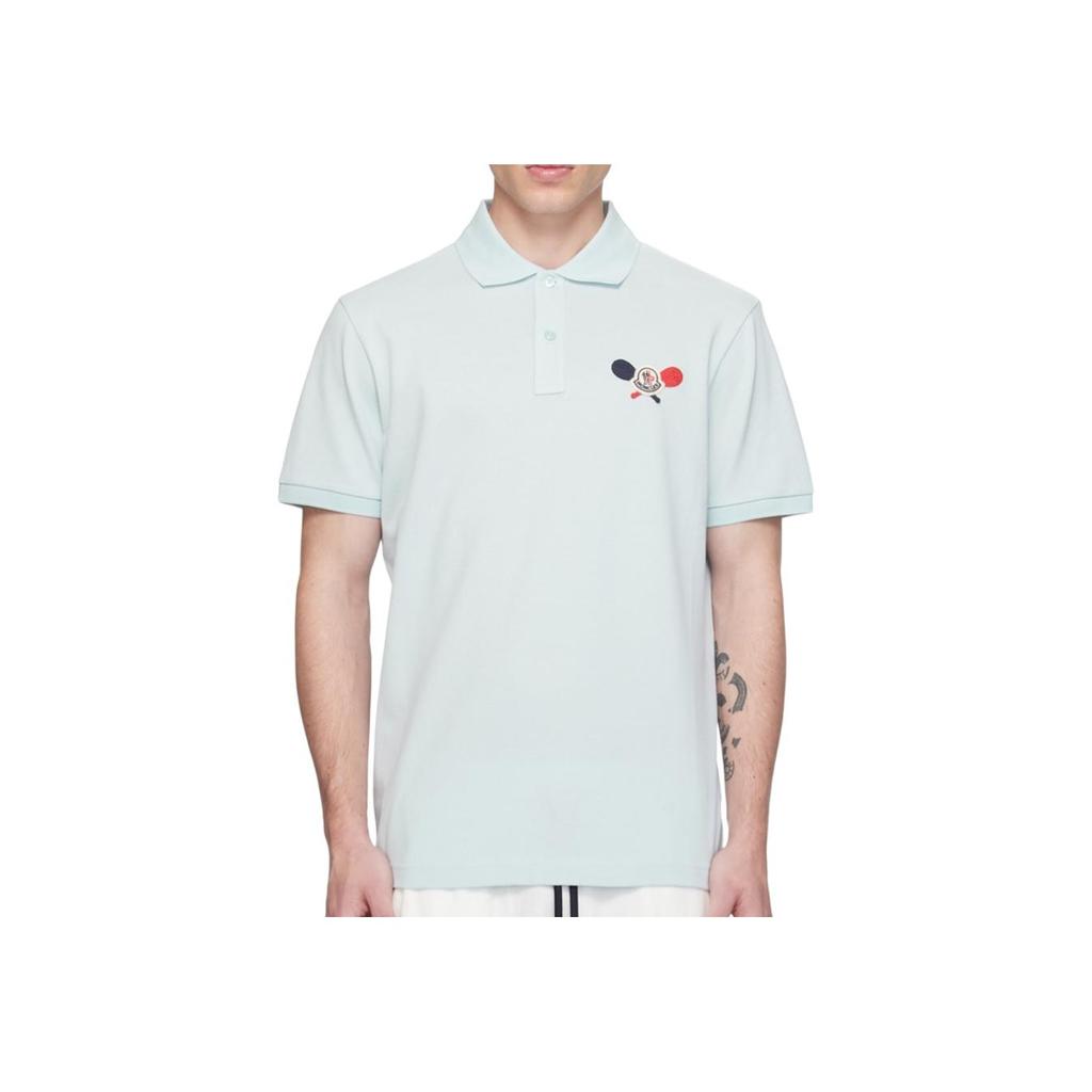 Moncler Solid Color Fitted Short Sleeve Polo Shirt Men tops Blue J10918A0000989A1670C