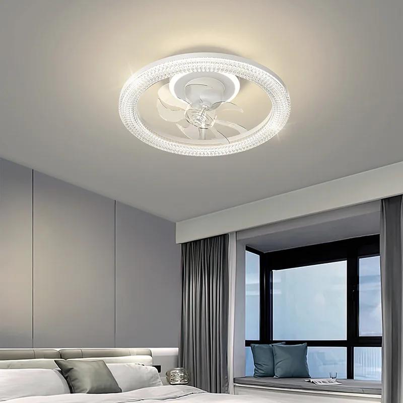Smart Ceiling Fan Fans With Lights Remote Control Bedroom Decor Ventilator Lamp Air Invisible Blades Retractable Silent Light