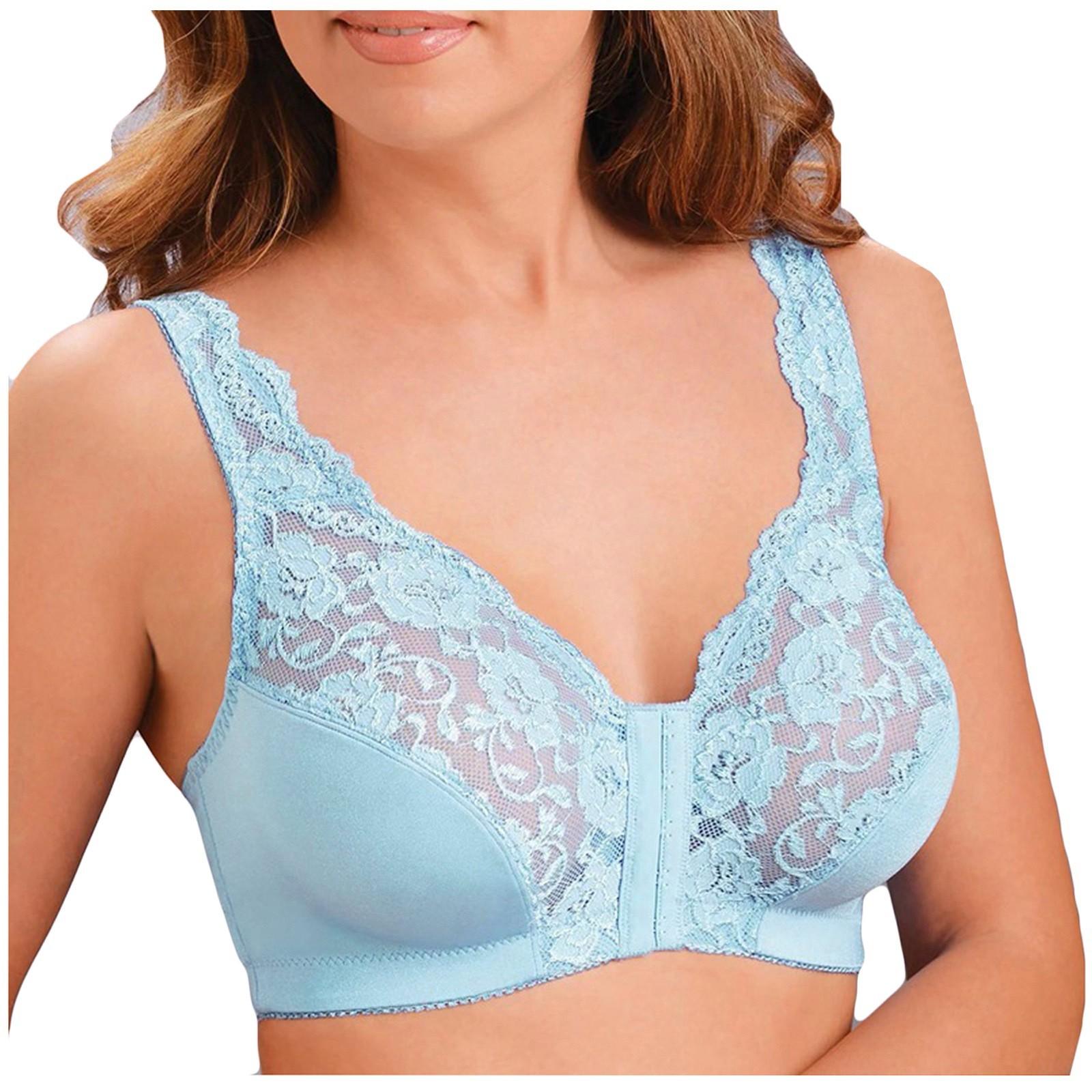 

Front Closure Wireless Sports Bra Plus Size Lace Design Breathable Supportive Comfort Underwear for Women XXXXXL