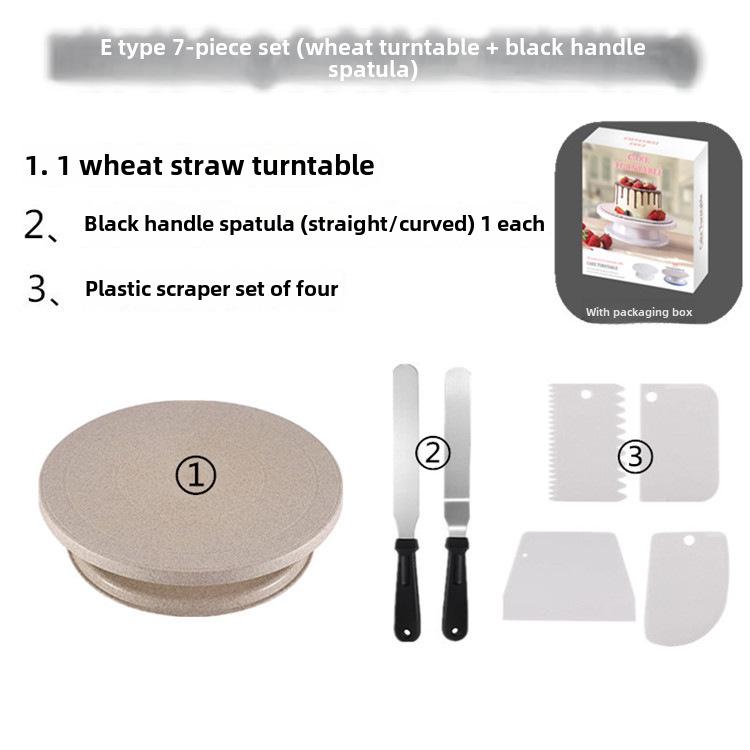 Wheat Straw Cake Turntable Decorating Set - Rotating Baking Tool for DIY Projects